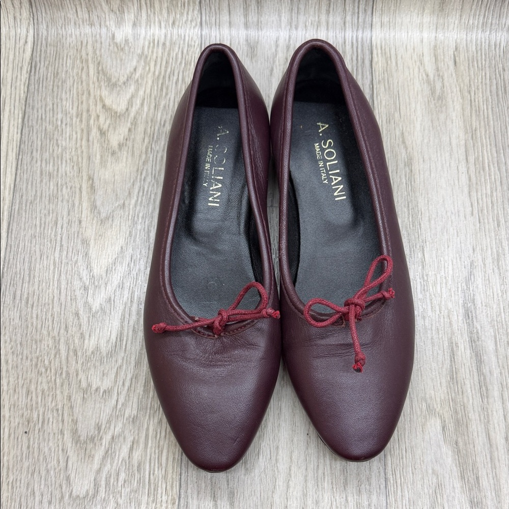 A. Soliani Maroon Ballet Flats Made In Italy - Picture 2 of 10